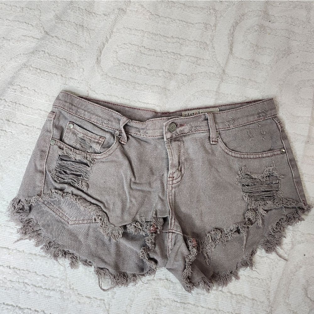 Pistola Grey cheeky distressed shorts